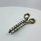 Vintage Faux Pearl Milk Glass Scissors Brooch Pin Novelty Sewing Costume Jewelry