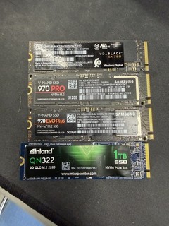Lot of 4 M.2 NVMe SSDs Samsung 970 Pro EVO Plus WD Black Inland 1TB 512GB 500GB