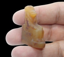 HANDMADE ANCIENT EGYPTIAN Pharaonic Agate Anubis Amulet Statue (BS)