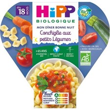 lot 3 HIPP Bonne Nuit Conchiglie aux petits légumes bio dès 18 mois 260 gr