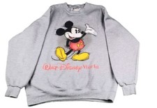 Vintage Walt Disney World Crewneck Sweatshirt Gray Mickey Mouse L Large Nice