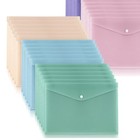 100 Pack Pastel Plastic Document Folders with Snap Closure for Organizing