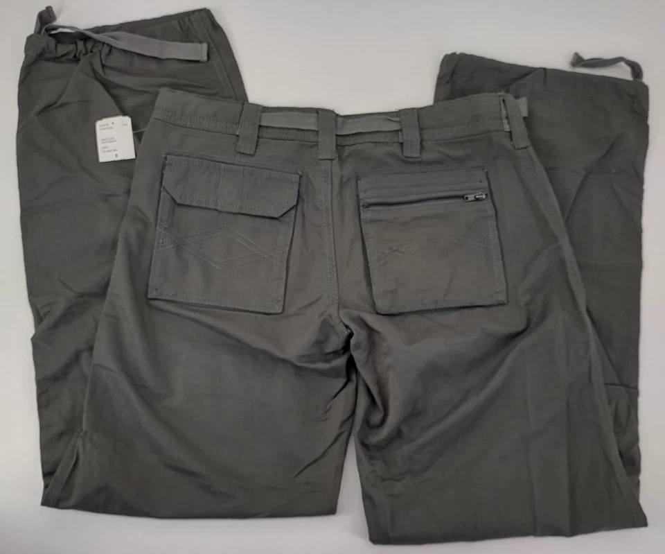 Calça Twenty One 21 tamanho 5 mistura de algodão com cinto cordão punhos bolsos nova com etiquetas - Imagem 2 de 4