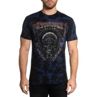 Men's Affliction American Customs Native Trail Black Wash Y2K Tee T-Shirt S-4XL