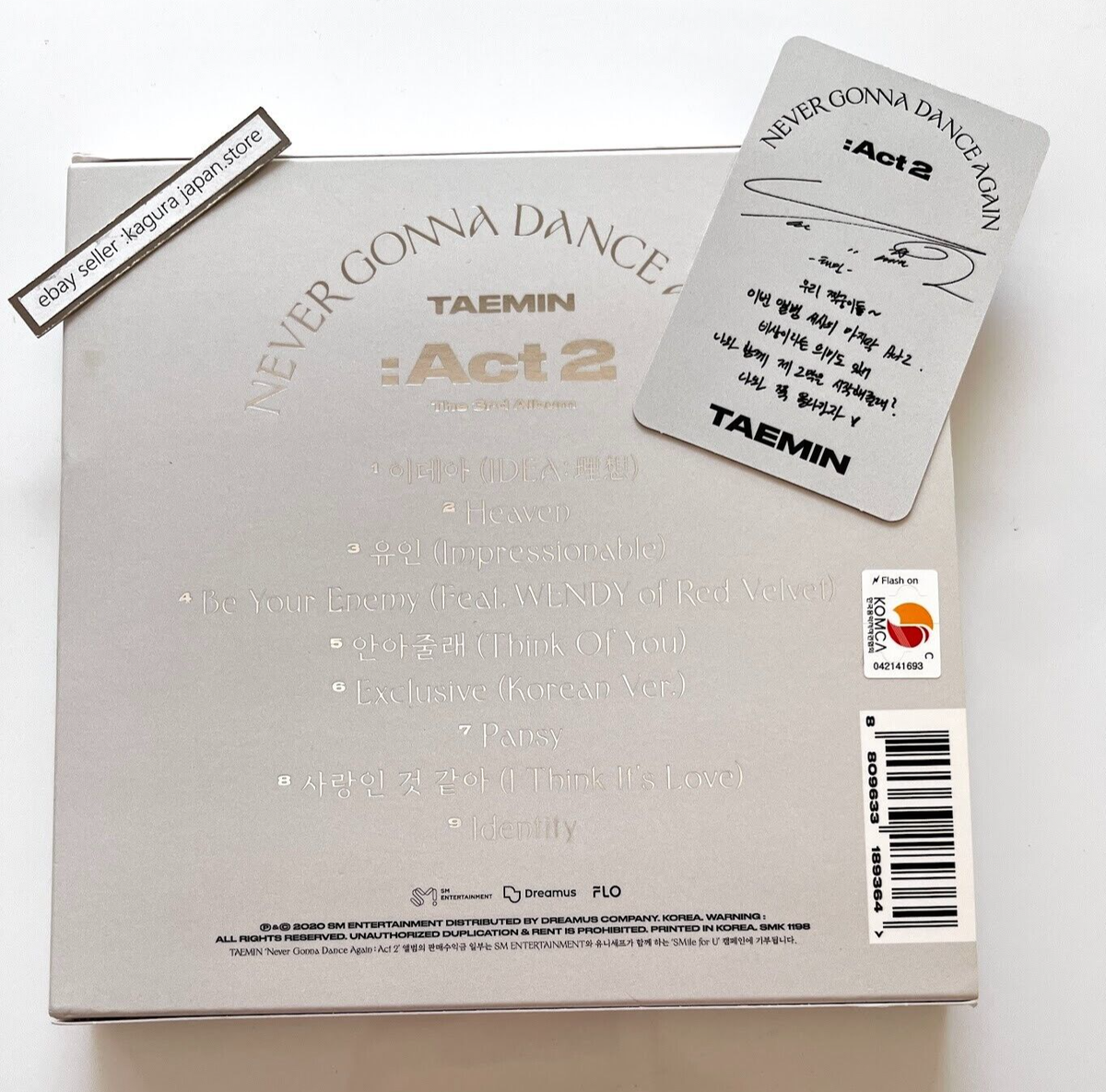 SHINee TAEMIN Never Gonna Dance Again Act 2 NGDA CD + Photocard