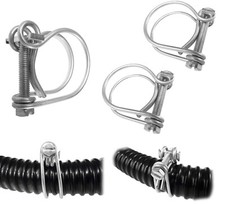 Double Wire HOSE CLIP FASTENERS, Corrugated Pond Pipe, Pump Fitting, 20mm - 50mm