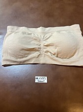 Women's Bandeau Strapless Bra Beige Wireless Wirefree Small 1737