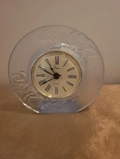 Vintage Elegance Quartz Desk/Vanity Battery Clock with Frosted Rose Blue  Case