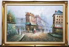 Burnett Paris Street Oil on Canvas Framed Painting. ⏭️⏭️NO Shipping❗️⏮️⏮️