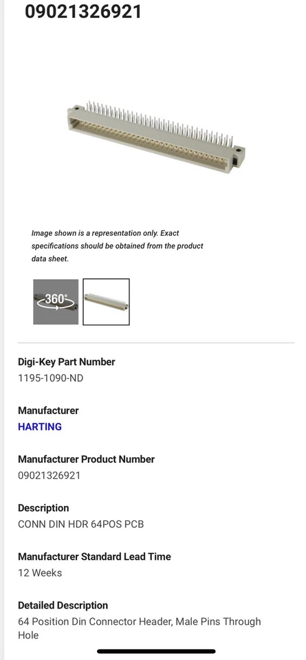 (20 pcs) 32 Pin Din-Signal Header, Right Angle Pins Through Hole Connector - Image 2 of 3