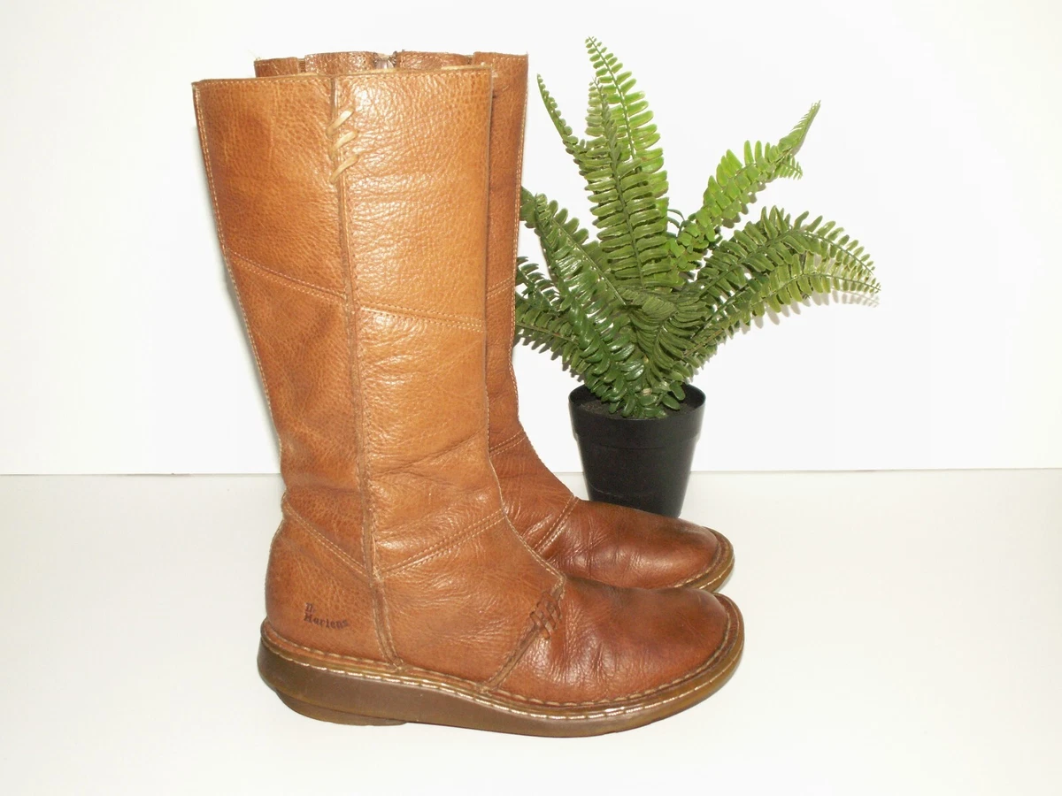 Dr. Martens 10491 calf length leather zipper boots tan brown UK 5