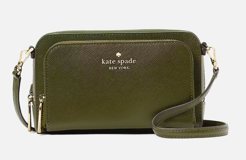 New Kate Spade Staci Dual Zip Around Crossbody Seaweed with Dust