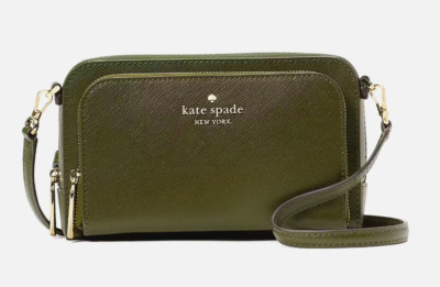New Kate Spade Staci Dual Zip Around Crossbody Seaweed with Dust