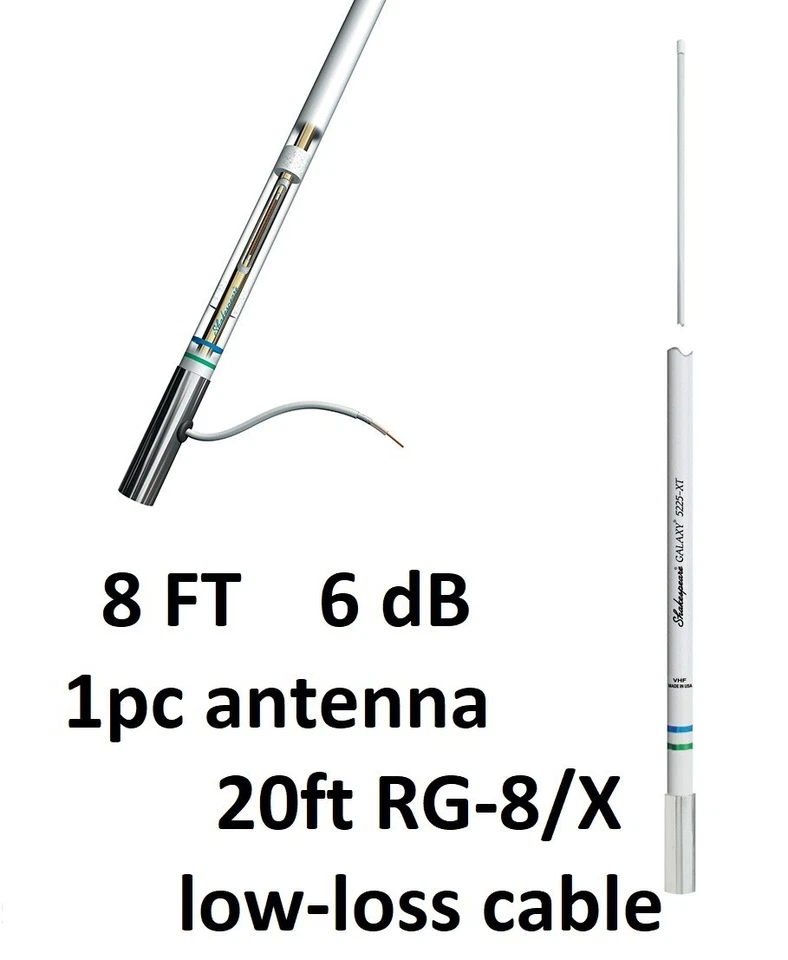 Shakespeare VHF Antenna Galaxy 8FT Marine Band Boat Radio w/Cable White 5225-XT - Image 2 of 4