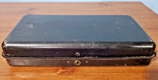 CASE: METAL, black, 11" x 5.5" x 2.25", MFD BY P.N. CO, FULTON, ILL, U.S.A. VTG