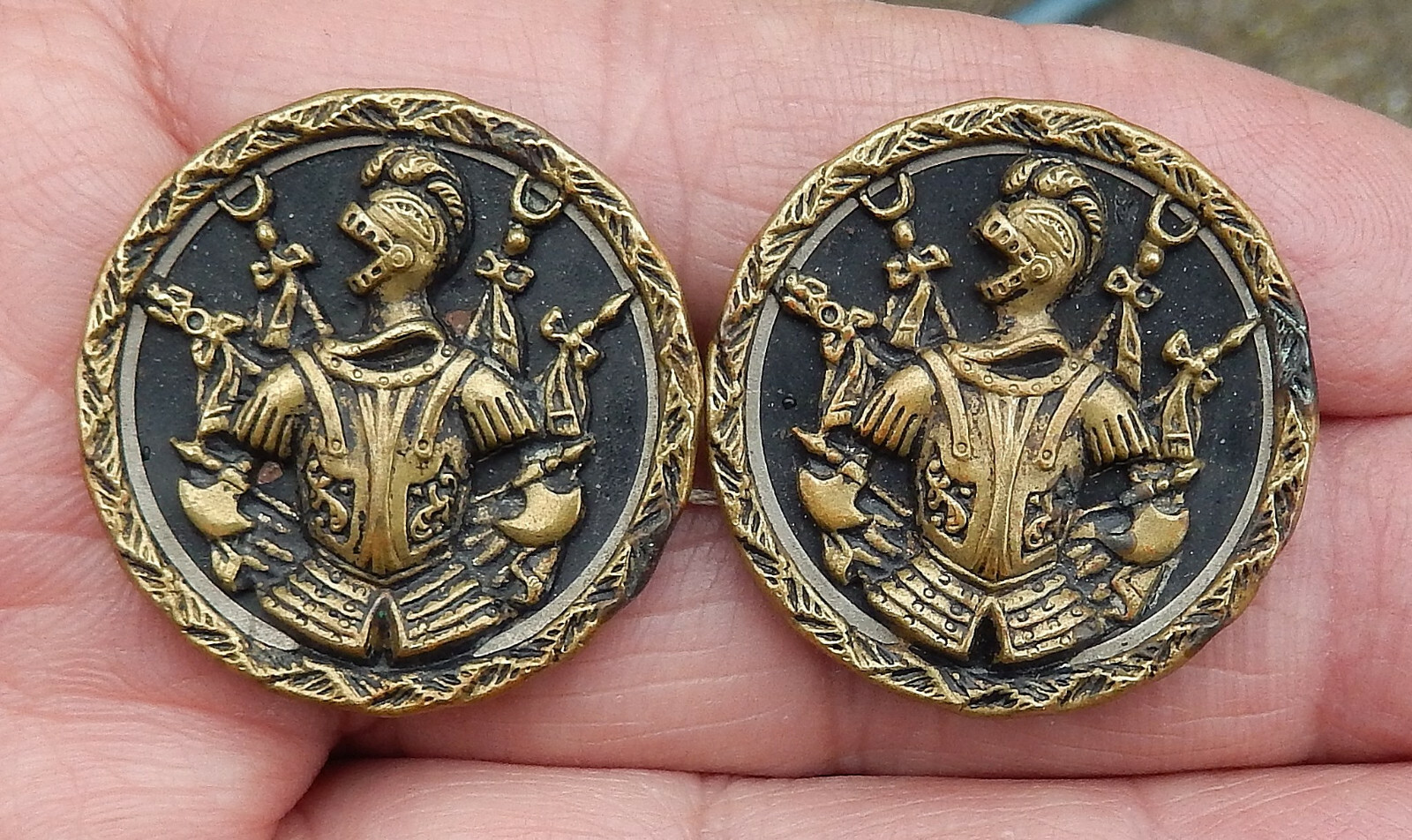 2 Vintage Suit of Armor Eingetracen Brass & Metal Buttons | eBay Australia