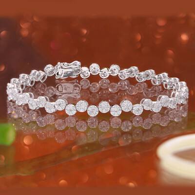 2.70 Ct Lab Grown CVD Diamond Dice Charm Bracelet 10k White Gold Birthday Gift