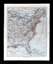 1900 Meyers Map Eastern United States Florida New York Louisiana Georgia Maine