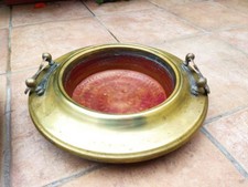 Bracere Antico in Rame Martellato  ed Ottone,  35cm diametro esterno, 21 cm Int