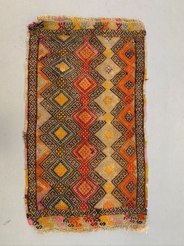Vintage Turkish Mini Kilim 88x50 cm Wool Small Kelim Runner, shabby Chic