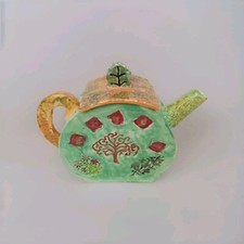 Handmade Ceramic Decorative Teapot – Summer Garden Ornament, Unique Home Décor