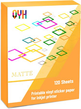 QYH Premium Printable Vinyl for Inkjet Printer-120 Matte Waterproof Sticker Pape