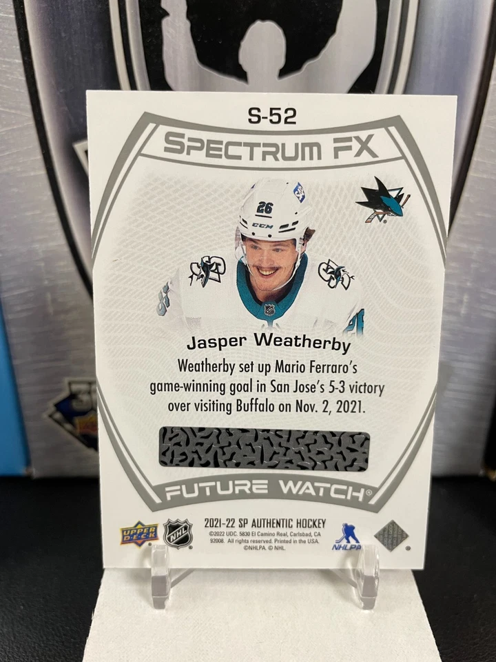 2021-22 SP Authentic Spectrum FX #S52 Jasper Weatherby FW RC - Image 2 of 2