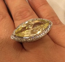 Sterling Silver Cubic Zirconia Ring Size 7 Green Color