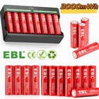 EBL 1,5V wiederaufladbare AA 3000mWh Lithium Li Ionen Batterien /Akkus ladegerät
