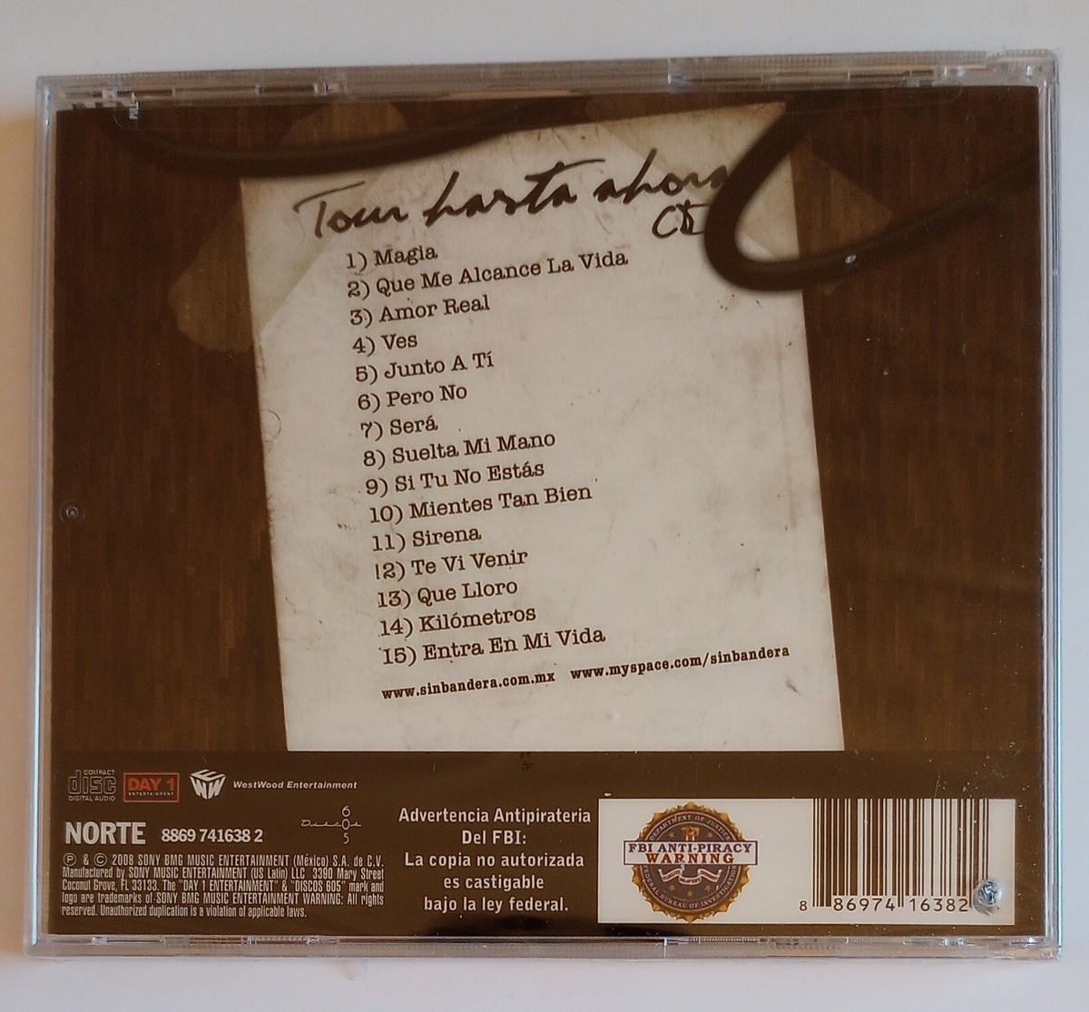 Tour Hasta Ahora by Sin Bandera (CD, 2008) En Vivo Ultimo