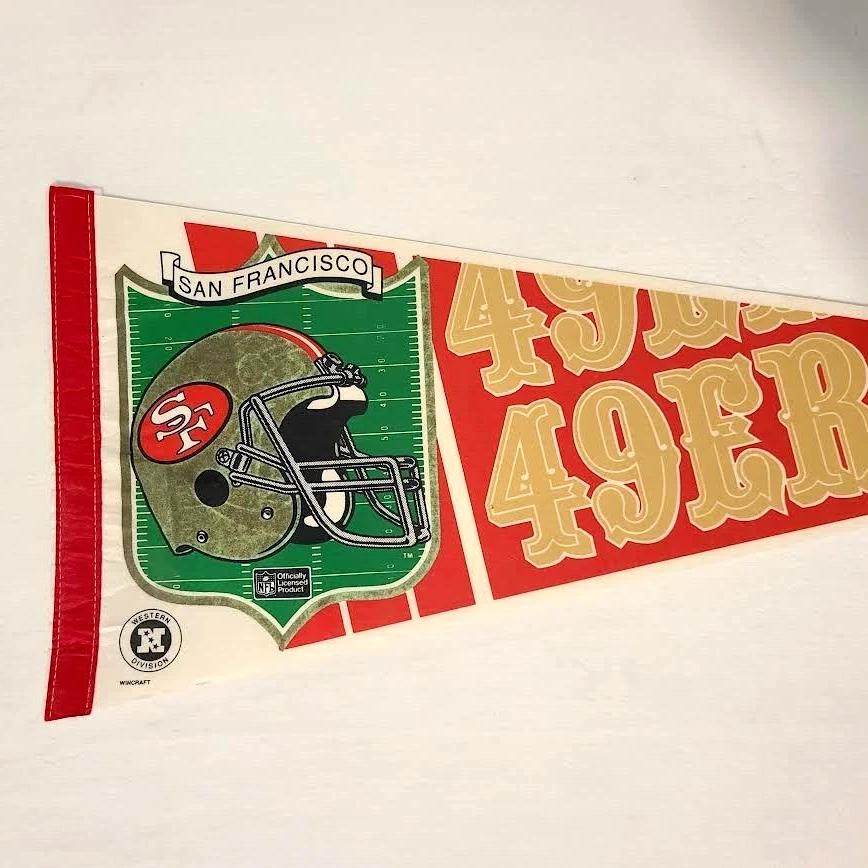 Banderín vintage de los 90 de los San Francisco 49ers NFL fútbol americano tamaño completo 30"x12" WinCraft Foto 3 de 4