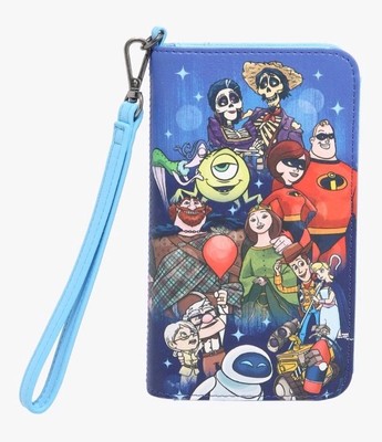 NEW! Loungefly Disney Pixar Coco Ellie & Carl All Couples Tech WALLET Wristlet!