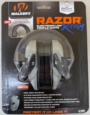 Walkers GWP-XRSEM-BT-GY Razor X-TRM Electronic Low Profile Muffs Bluetooth