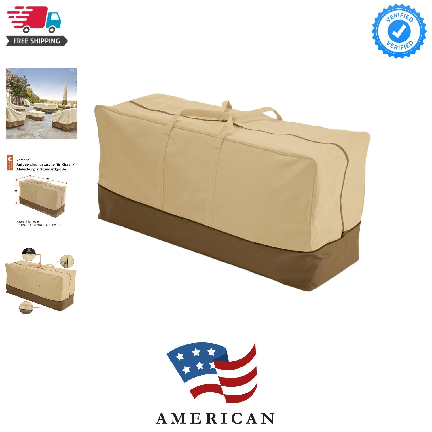 Elegant Water-Resistant 45.5" Patio Cushion Storage Bag - Ultimate Protection