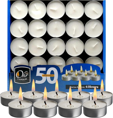 Tealight Candles - 50 Pack Bulk Tea Lights Candles - White Tealights Unscented -