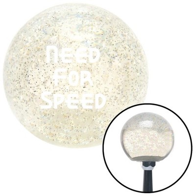 White Need For Speed Clear Metal Flake Shift Knob w/ M16x1.5 Insert Shifter