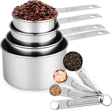 Measuring Cups and Spoons Set,Stainless Steel 8 Piece Nesting Measuring Tools fo