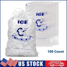 Ice Bags 10lb Drawstring 100 Count Ice Bags Ice Machine, Heavy-duty Reusable Ice