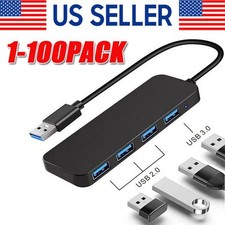 4 Port USB 3.0 Hub Splitter Multi Adapter 5Gbps High Speed PC Desktop Laptop LOT