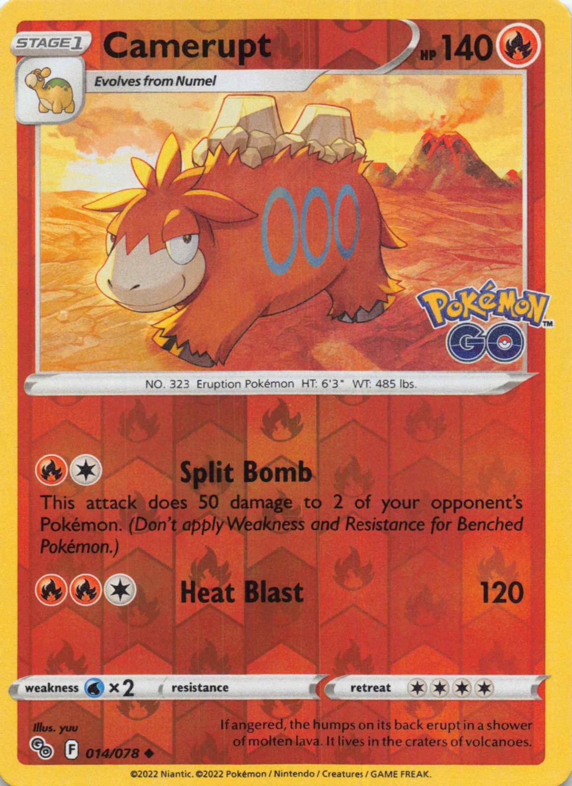 Camerupt 014/078 Reverse Holo Uncommon Pokemon GO NM