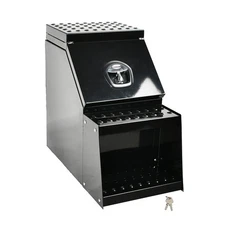 25"x28"x15" Aluminum Side Mount Semi Truck Tool Box Saddle Step Open Wide Lid BK