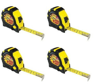 Ivy Classic 13226 Pro Measuring Tape 25ft 7.5m x1in Power Grip Lock 4-Pack Set