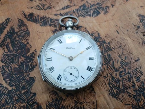 Antique Solid Silver Waltham Gents  Pocket Watch. A.L.D. Case Bir. 1915.