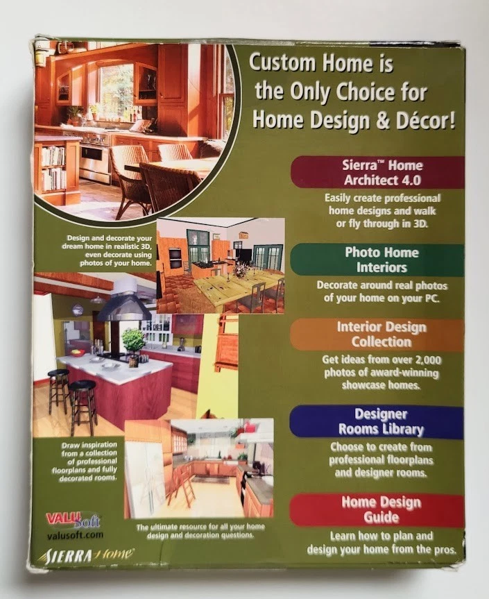 Sierra Home Custom Home 3D Design (2002 ValuSoft) PC CD-ROM – New Sealed Box - Image 2 of 4