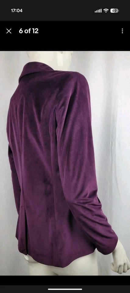 Chaqueta Blazer Insight Deep Purple Terciopelo Para Mujer Un Botón Talla 6 Foto 3 de 4