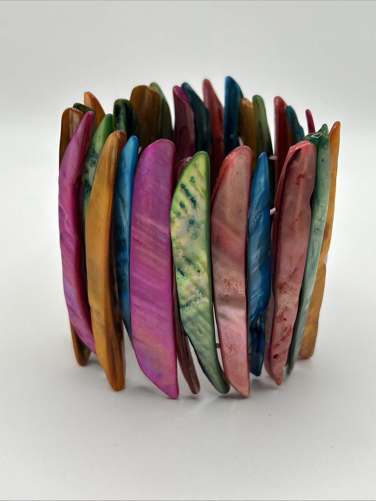 MULTICOLOR ABALONE Shell STRETCH BRACELET Natural - image 1