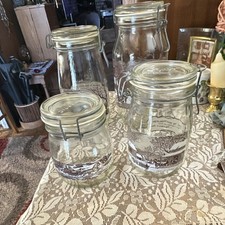 Currier & Ives 4pc Canister Set: 2L, 1.5L, 1L, 3/4L, From A Lithograph Print