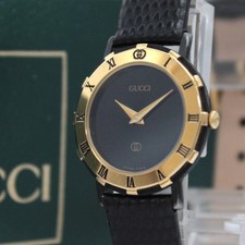 New Belt&Battery [NEAR MINT w/BOX] GUCCI 3200L Black Qz Women's From JAPAN A192