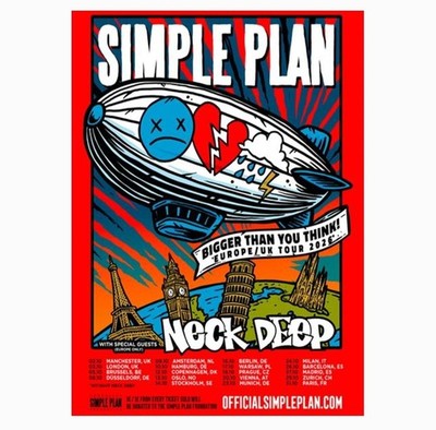 Simple Plan Bigger Than You Think Europe UK Tour 2026 Poster