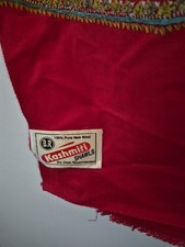 Kashmiri 100  Wool Shawl Red  Gold Embroidery 37 by 74 Inches Approx. Used